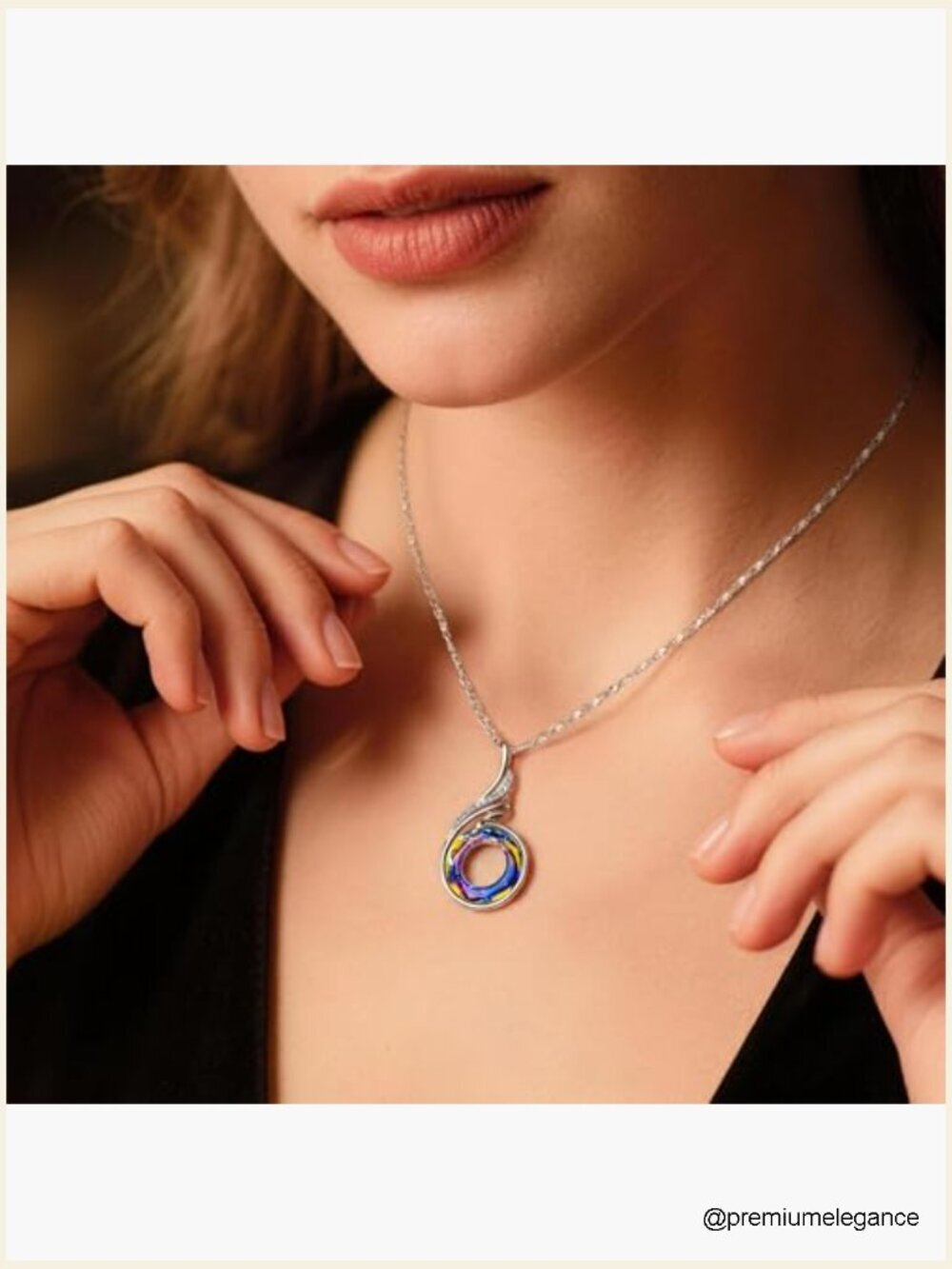 Rise From the Ashes Phoenix Necklace with Austrian Crystals, 18" Chain - Picture 4 of 7